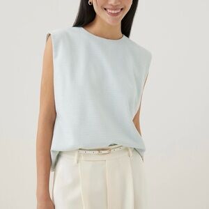 NWOT Love Bonito Baby Blue Axel Tweed Shell Top Size S